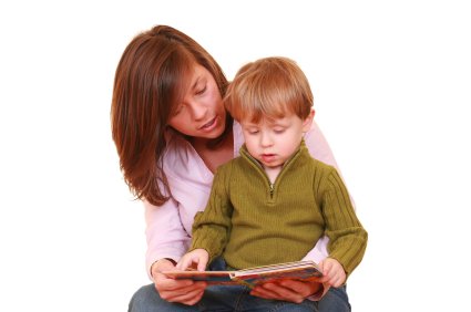 mother reading to her son
